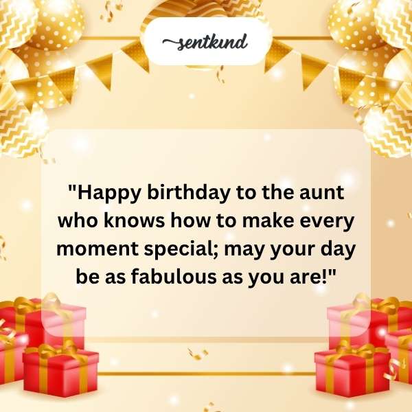 Warm greetings for my wonderful aunt's birthday celebration.