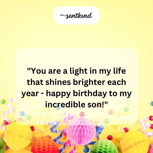 Warm greetings for a son's special day.