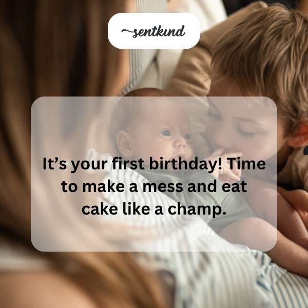 Celebrating a child's milestone of turning one with joyful birthday greetings.