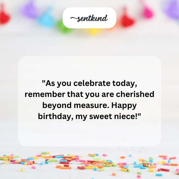 Heartfelt greetings for my beloved niece's special day.