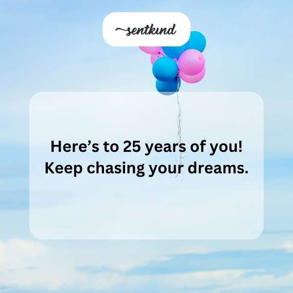 Wishing you a joyful 25th birthday filled with success and delight.
