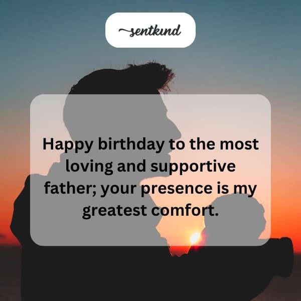 Celebratory message for a caring and supportive father on his special day.
