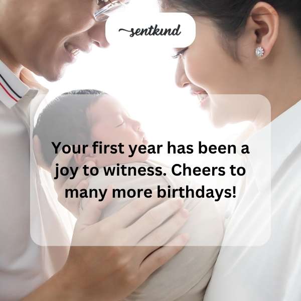 Celebrating the joy of your first year with heartfelt wishes.