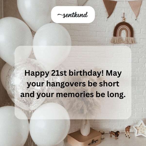 Celebrating the milestone of turning 21 with heartfelt wishes.