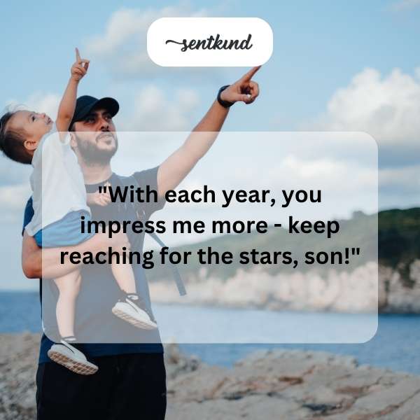 Celebratory message for a son's special day.
