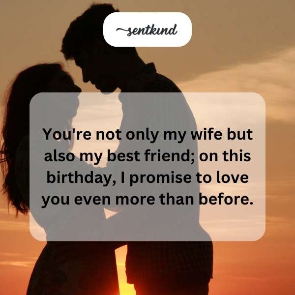 Birthday message expressing love and friendship for a wife.