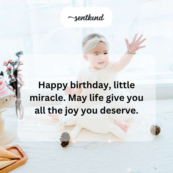 Celebrating a child's first year with heartfelt wishes.
