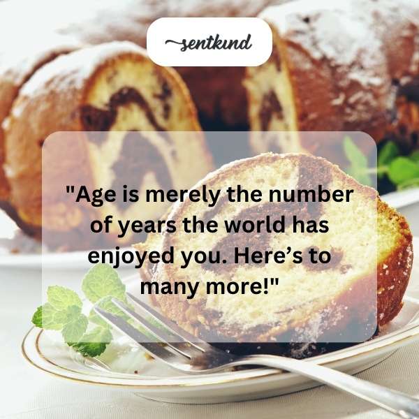 A birthday cake with candles and a humorous message about age.
