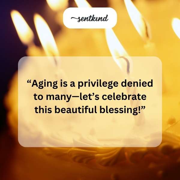 A birthday cake with candles sits beside a sign saying 'Not Ready'.