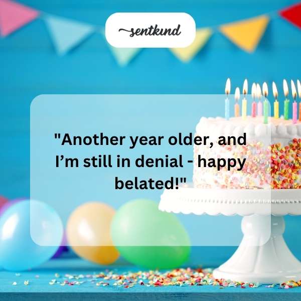 A colorful gift box surrounded by confetti, suggesting a belated birthday celebration.