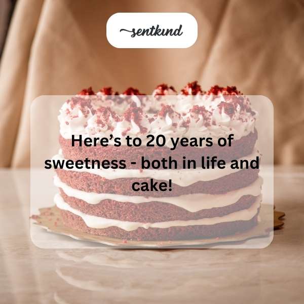 Happy 20th anniversary celebration filled with joy and cake.