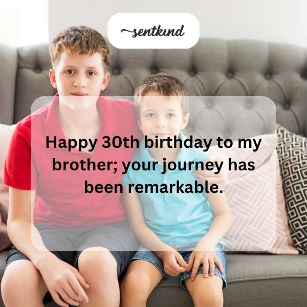 Celebrating my brother's milestone 30th year with heartfelt wishes.