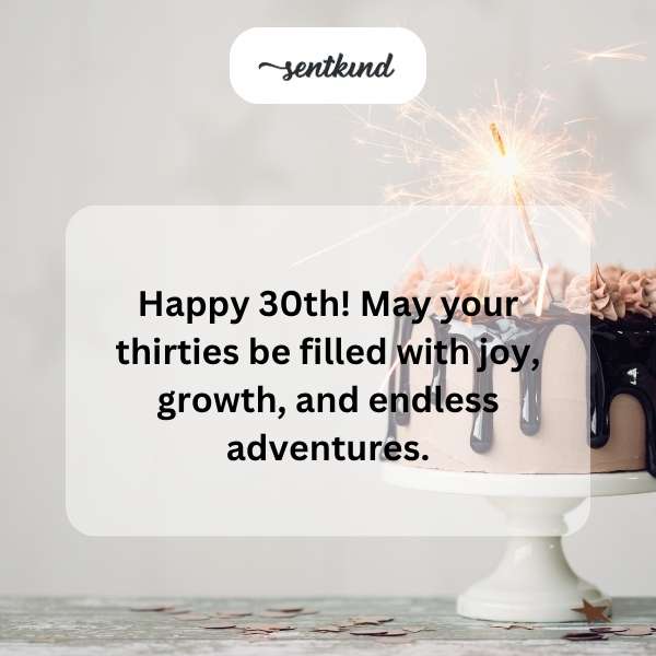 Inspirational messages for a 30th birthday celebration.