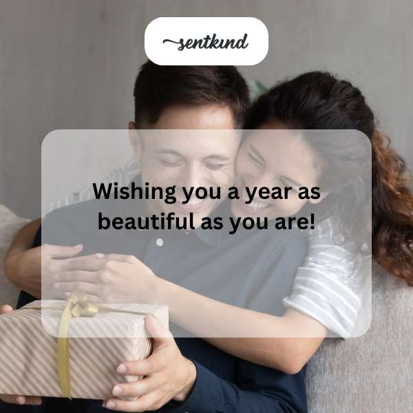 Celebratory text for a birthday post photo.