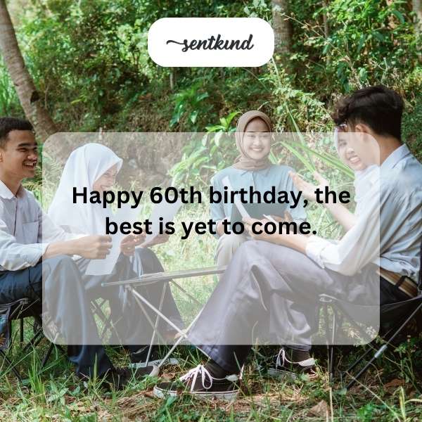 Celebrating sixty years with hopeful birthday sentiments.