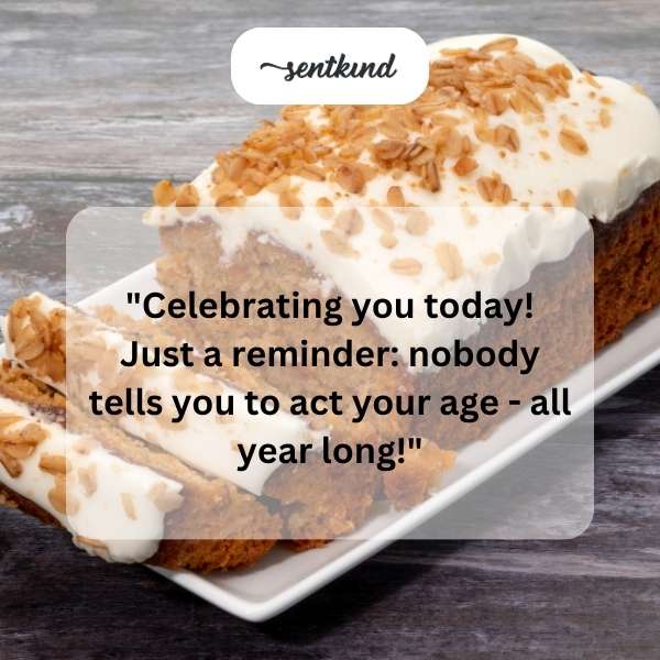 A birthday cake with candles, suggesting aging humorously.