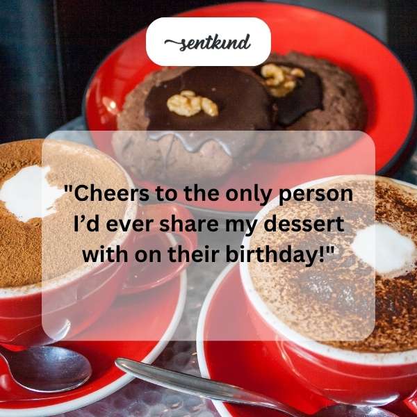 Celebratory cake-sharing invitation.