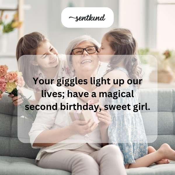 Joyful greetings for a toddler's second celebration.