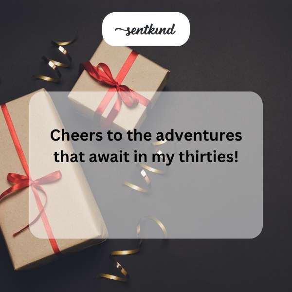 Celebratory text for a thirtieth birthday post on Instagram.