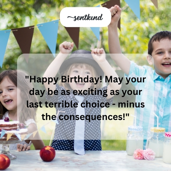A birthday cake with a slightly burnt candle, suggesting a humorous take on past choices.