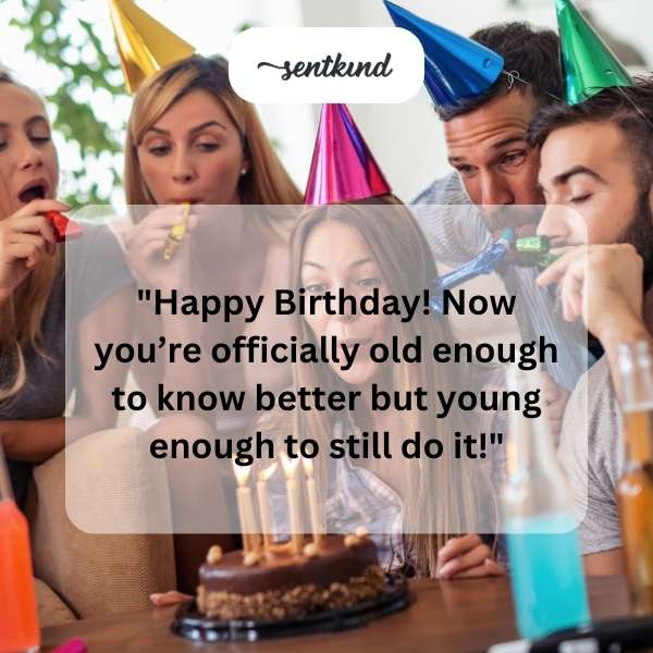 A group of friends joyfully celebrate with cake, putting work aside.