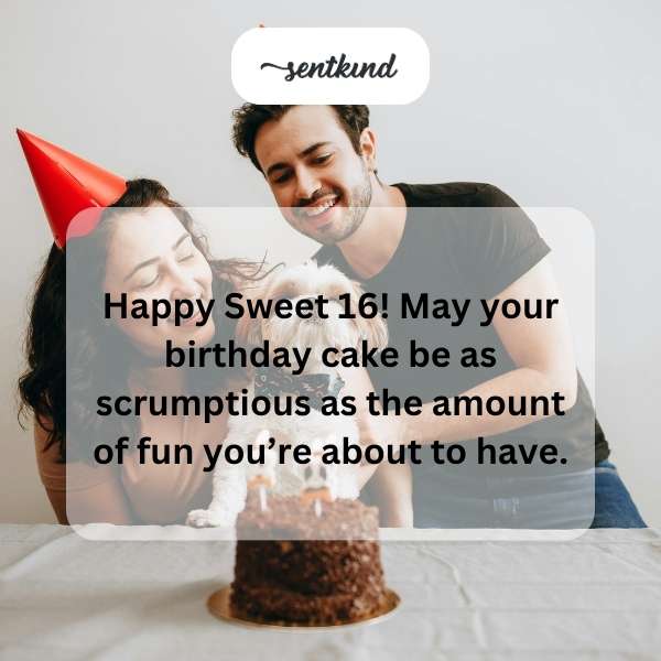 Joyful sixteenth birthday greetings.