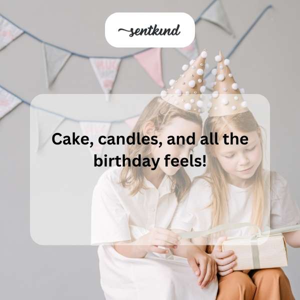 Celebratory birthday vibes with cake and candles.