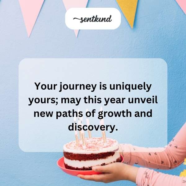 Celebratory wishes for a personal journey of growth.