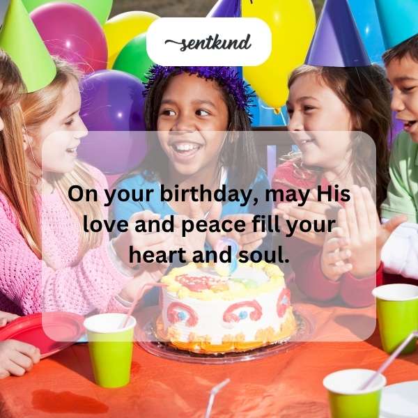 Spiritual birthday blessings with divine love and serenity.