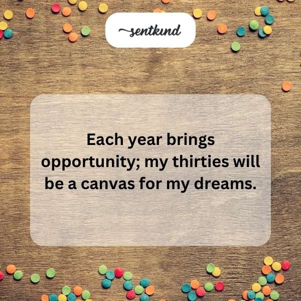 Entering my thirties, I'm ready for new beginnings and dreams to unfold.