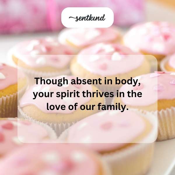A glowing heart surrounded by family photos symbolizes enduring love.
