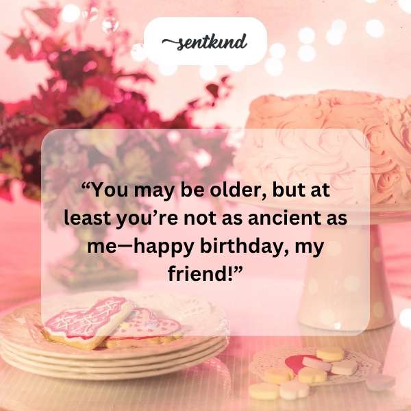 A festive birthday cake with colorful candles and confetti.