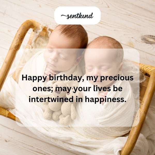 Joyful birthday greetings for twin siblings.