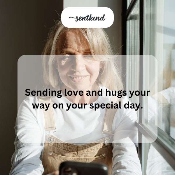 Heartfelt greetings and warm embraces for grandma's celebration.
