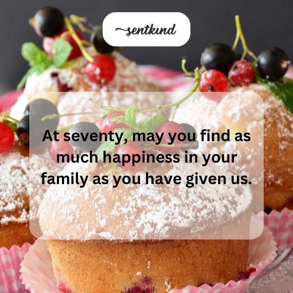 Celebrating the milestone of seventy years with heartfelt wishes.