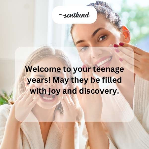 Heartfelt greetings for a young lady's transition into her teenage years.