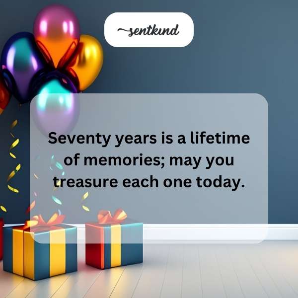 Heartfelt greetings for your seventieth year milestone.
