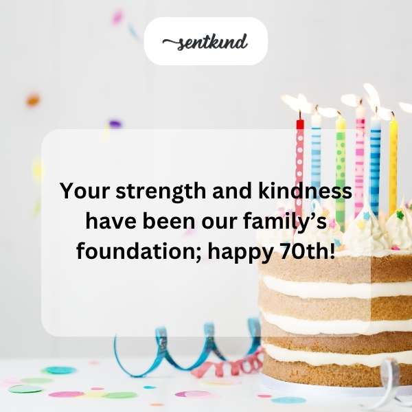 Celebrating your 70th birthday with heartfelt wishes and gratitude.